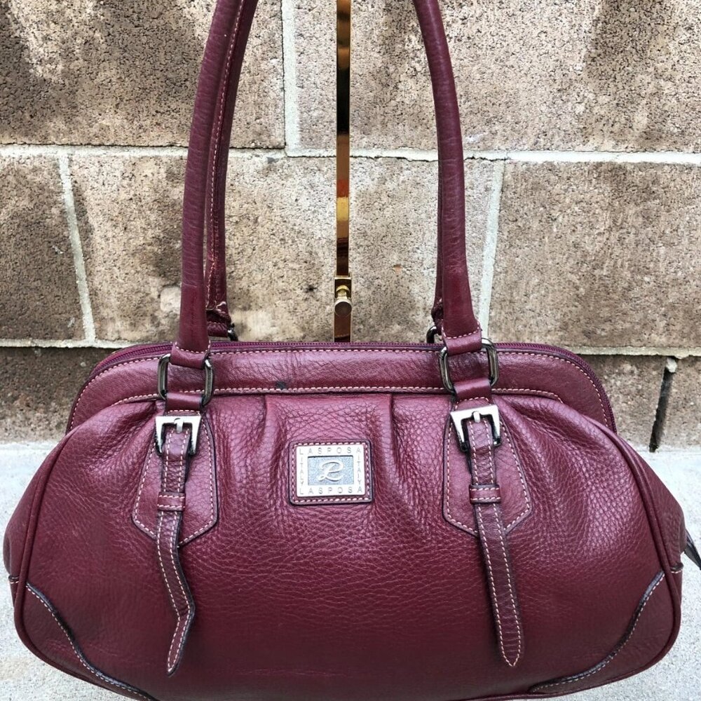 LA SPOSA Italy Collection Shoulder Bag Purse Women's Red Leather Zipper